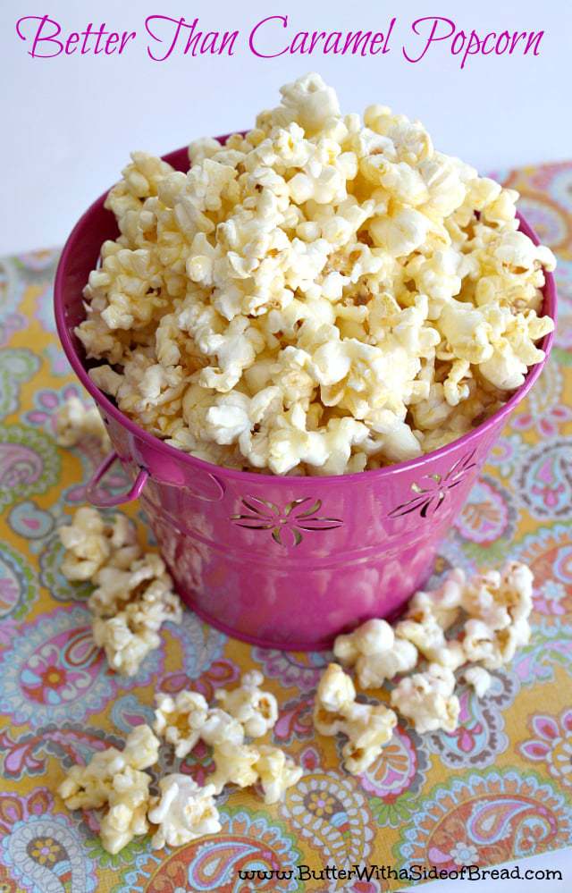 Better Than Caramel Popcorn is gooey and deliciously sweet! The coating for the popcorn is made with butter, sugar and whipping cream - that's it!