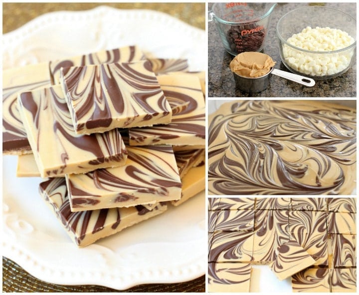 Tiger Butter made from 3 ingredients that are melted & swirled together. Gorgeous holiday candy recipe with great peanut butter chocolate flavor. 