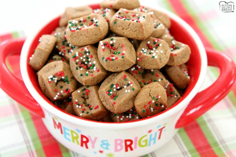 The simplest gingerbread cookie recipe ever! Chewy, bite-sized gingerbread cookies that take a fraction of the time to make! They're perfect for holiday parties and get-togethers!