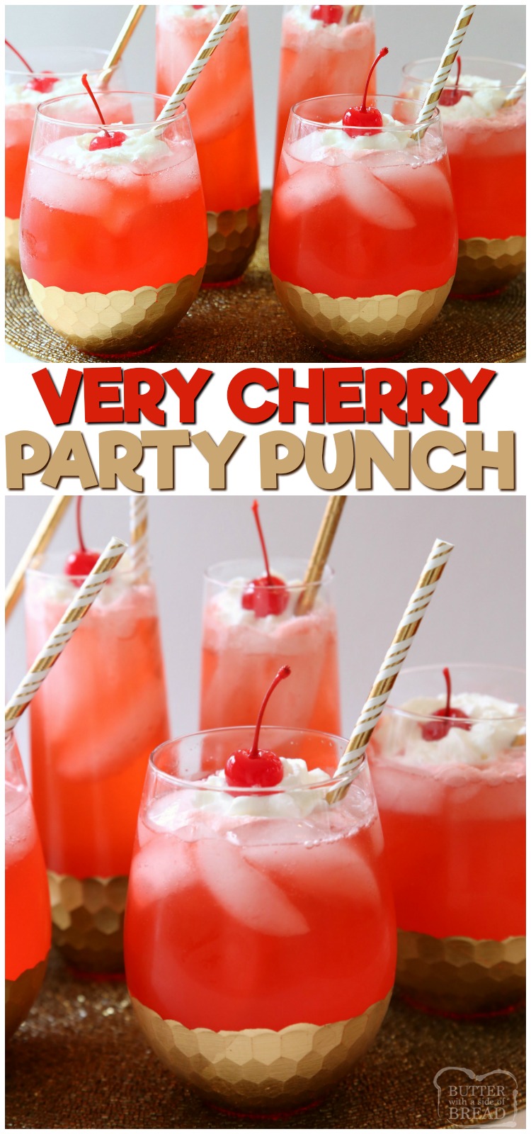 Easy Cherry Party Punch is a fun & festive party drink that everyone goes crazy over! Simple to make & has a fantastic sweet cherry flavor.