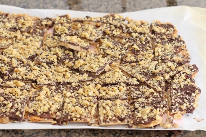 Easy Cracker Toffee is so quick and simple, and the sweet and salty mix from the chocolate and Ritz crackers tastes delicious!