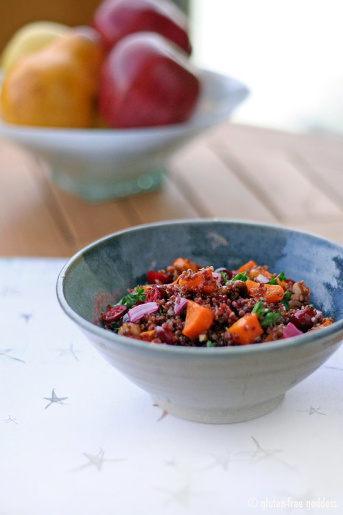 Red Quinoa with Roasted Butternut Squash, Cranberries and Pecans Recipe