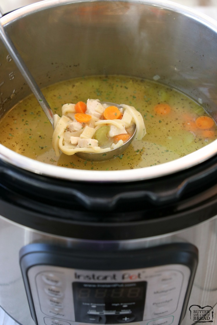 Classic Chicken Noodle Soup recipe made with tender chicken, carrots, celery, onion and a flavorful broth made in the INSTANT POT! 