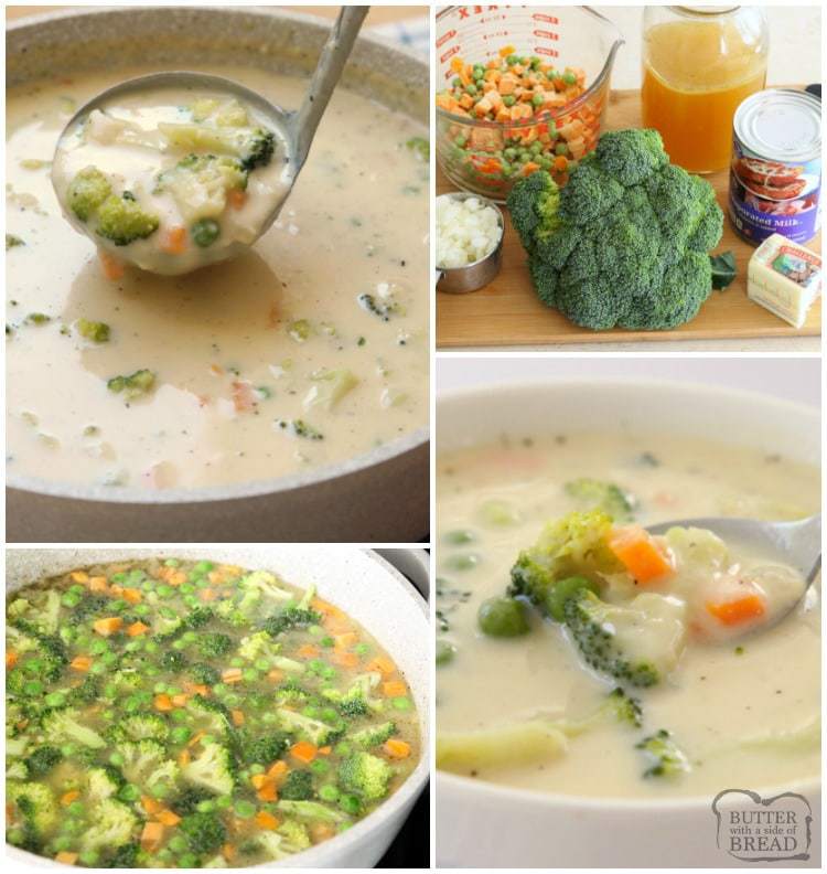 Creamy Vegetable Soup made easy in 30 minutes or less! Simple, flavorful & comforting vegetable soup recipe perfect for cold nights. Time saving tips too!