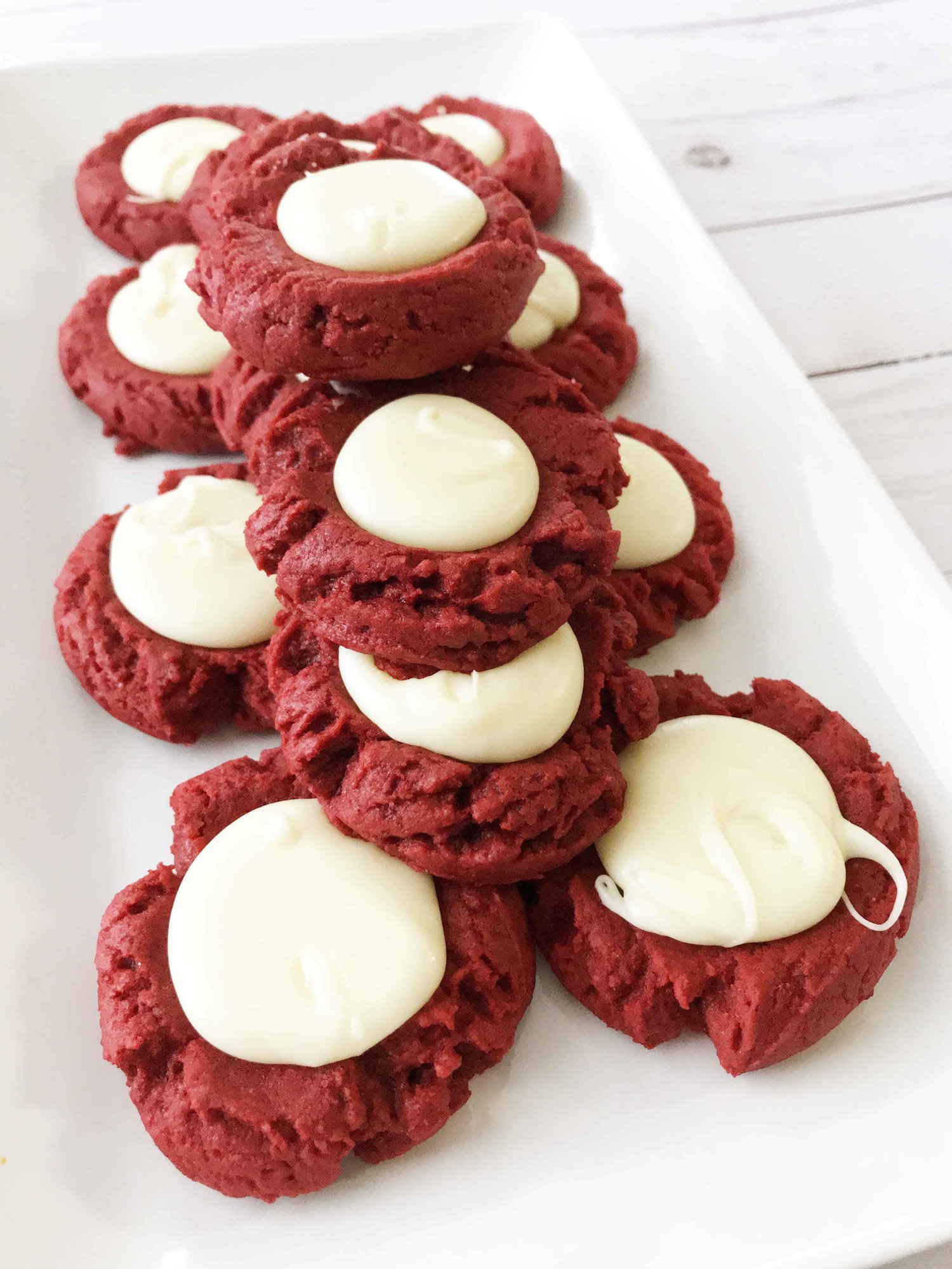 Skinny Red Velvet Thumbprint Cookies