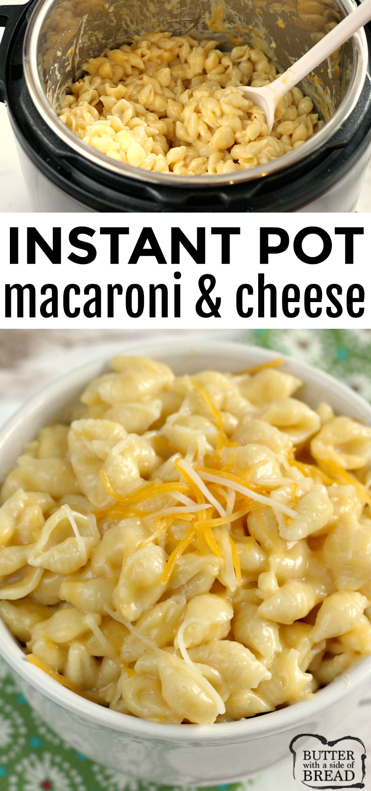 Instant Pot Macaroni and Cheese is made with just a few simple ingredients - noodles, chicken broth, butter, milk and cheese. This macaroni and cheese recipe only requires 5 minutes of cooking time and it is one of the easiest Instant Pot recipes ever!