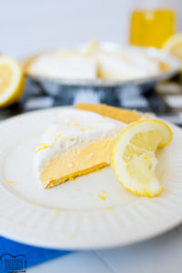frozen lemonade pie, made and served.