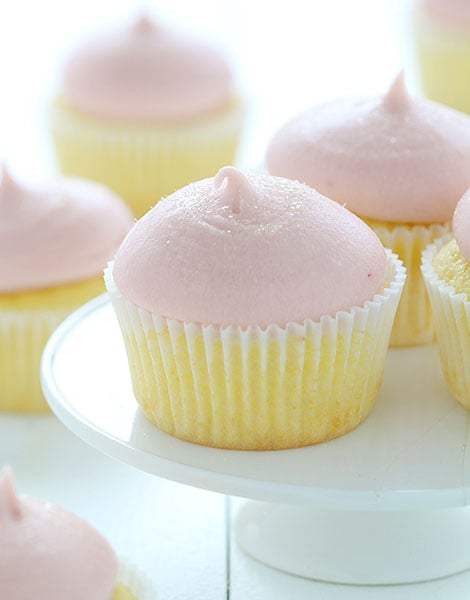 Lemon Cupcakes with Strawberry Buttercream!