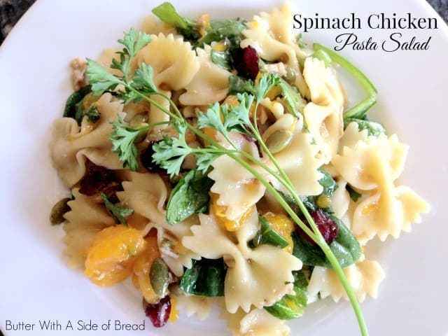 SPINACH CHICKEN PASTA SALAD: Butter With A Side of Bread