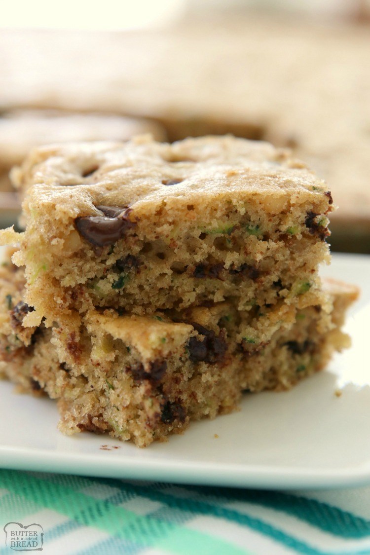 CHOCOLATE CHIP ZUCCHINI BARS - Butter with a Side of Bread