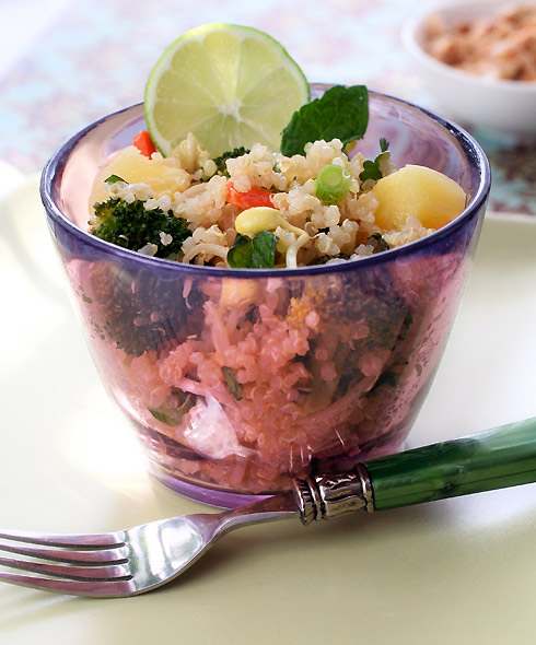 Gluten free vegan quinoa salad recipe with pineapple