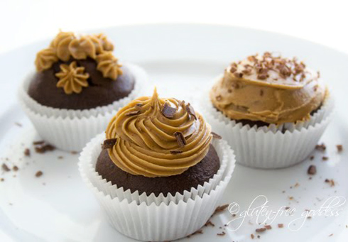 Gluten free chocolate cupcakes with coffee icing