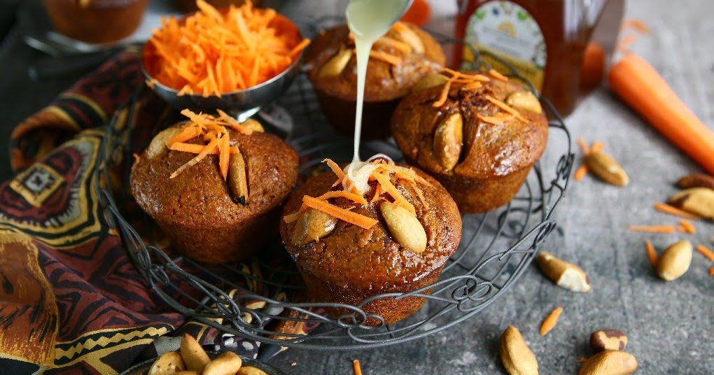 Turmeric Carrot Honey Muffins with Brazil Nuts