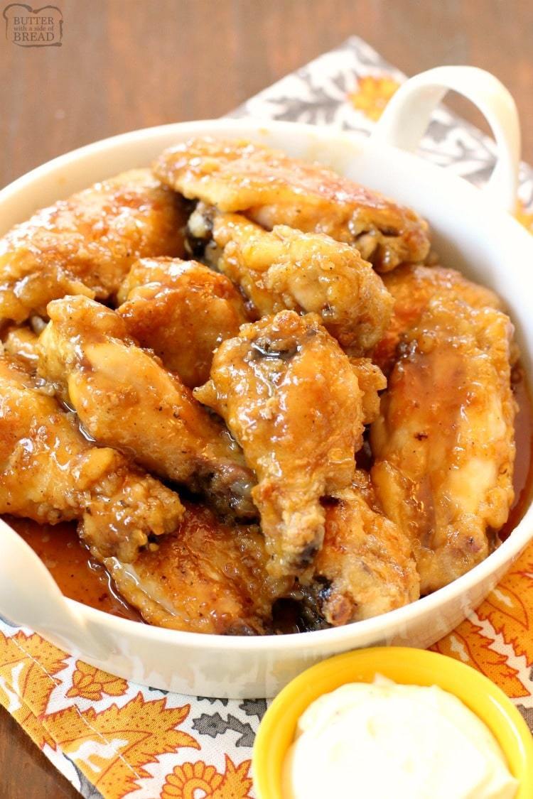 HONEY GLAZED CHICKEN WINGS - Butter with a Side of Bread