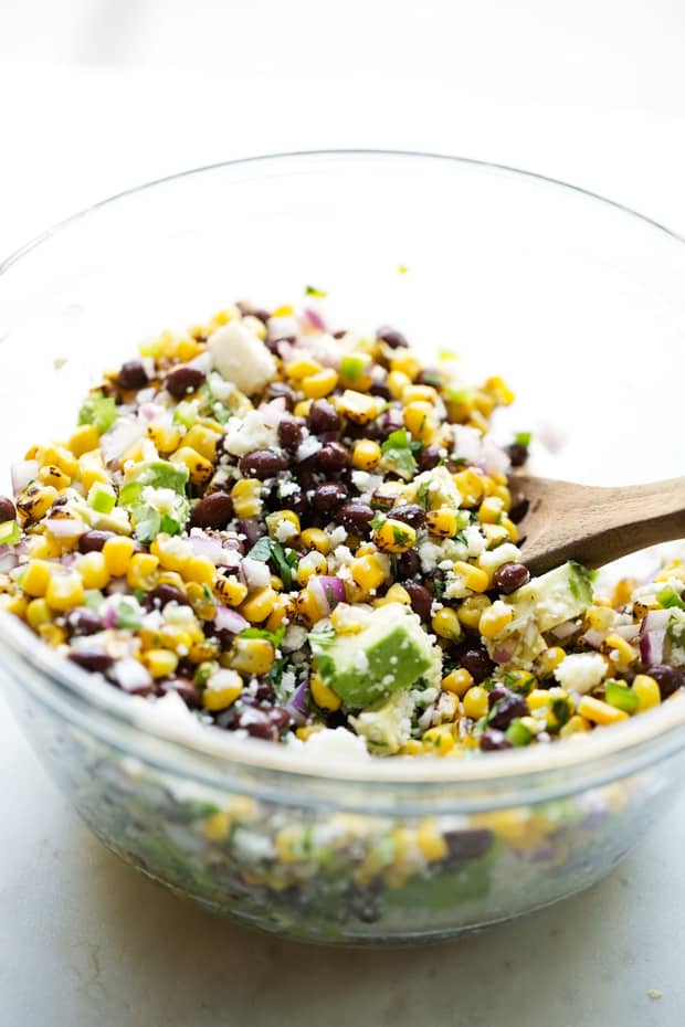 Mexican Street Corn Salad with Black Beans and Avocados