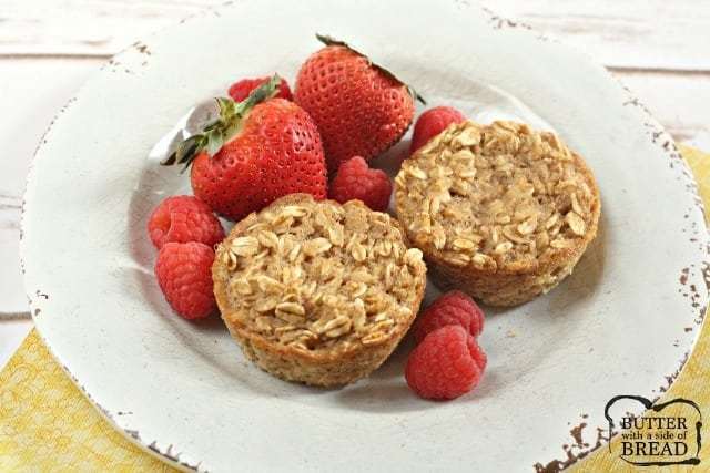 Baked Oatmeal Cups are already pre-portioned and can be made ahead for a quick, easy, delicious and healthy breakfast on the go!