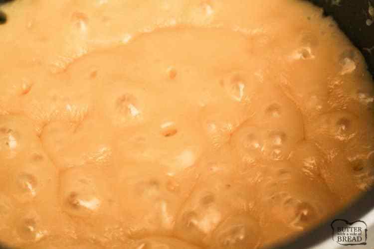 caramel sauce in a sauce pan