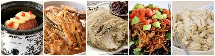 Best Crock Pot Recipes: Slow Cooker Ham, Best Crock Pot Pork Roast, Slow Cooker Turkey Breast, Crock Pot Sweet Pork, Slow Cooker Shredded Chicken