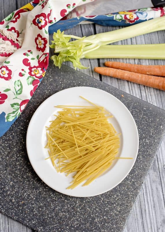 broken up pasta for Spaghetti Lover's Soup