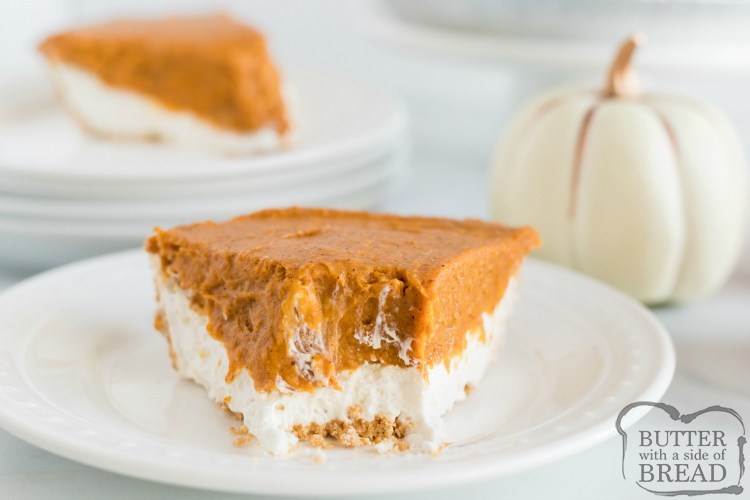 Slice of easy pumpkin pie recipe