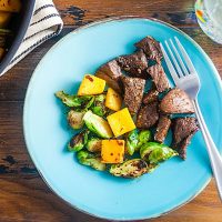 Rosemary-Balsamic Sirloin Tip Steak with Fall Vegetables
