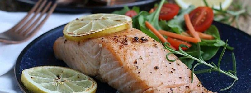 A top down view of the finished healthy salmon recipe that the whole family will enjoy.