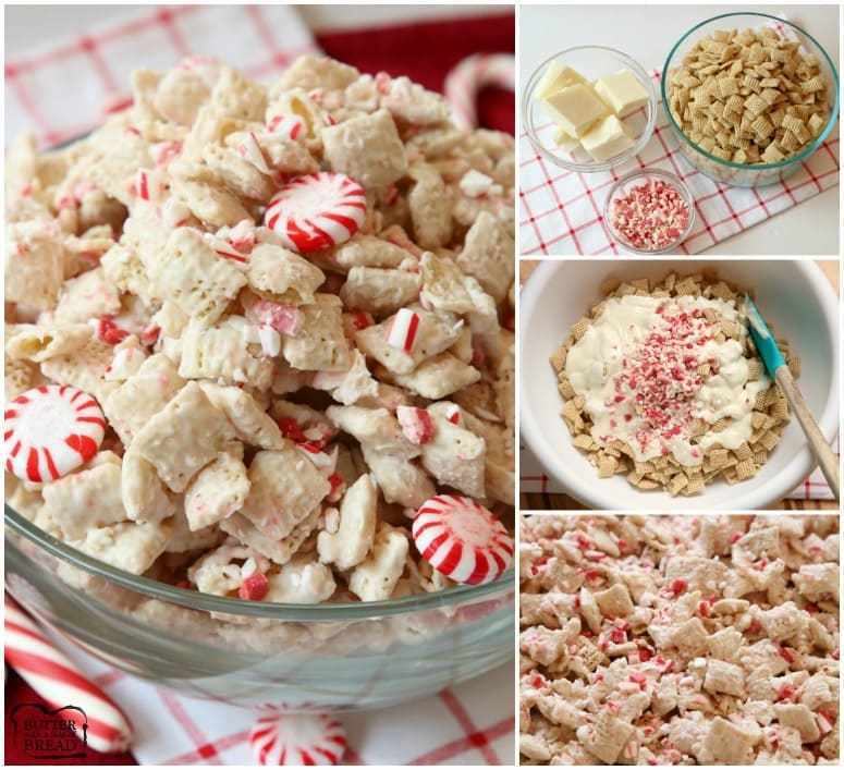 Peppermint Chex Mix made with only 3 ingredients in a few minutes! Simple recipe for festive, sweet peppermint treat that's perfect for holiday parties.