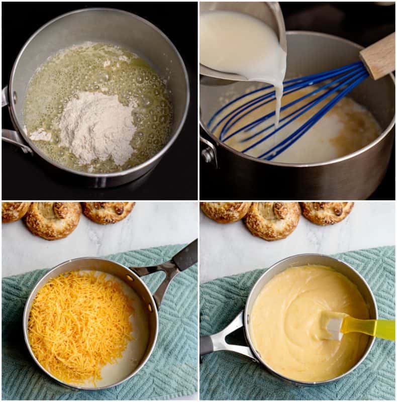 Making Cheese Sauce for Biscuit Pretzels 