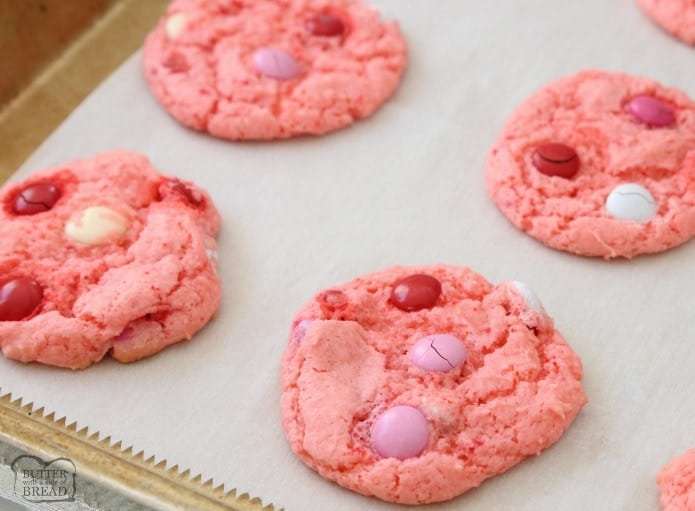 Strawberry Cake Mix Cookies are soft & sweet and made with just 4 ingredients! Super simple to make these cute, festive cake mix cookies. The strawberry flavor is just perfect.