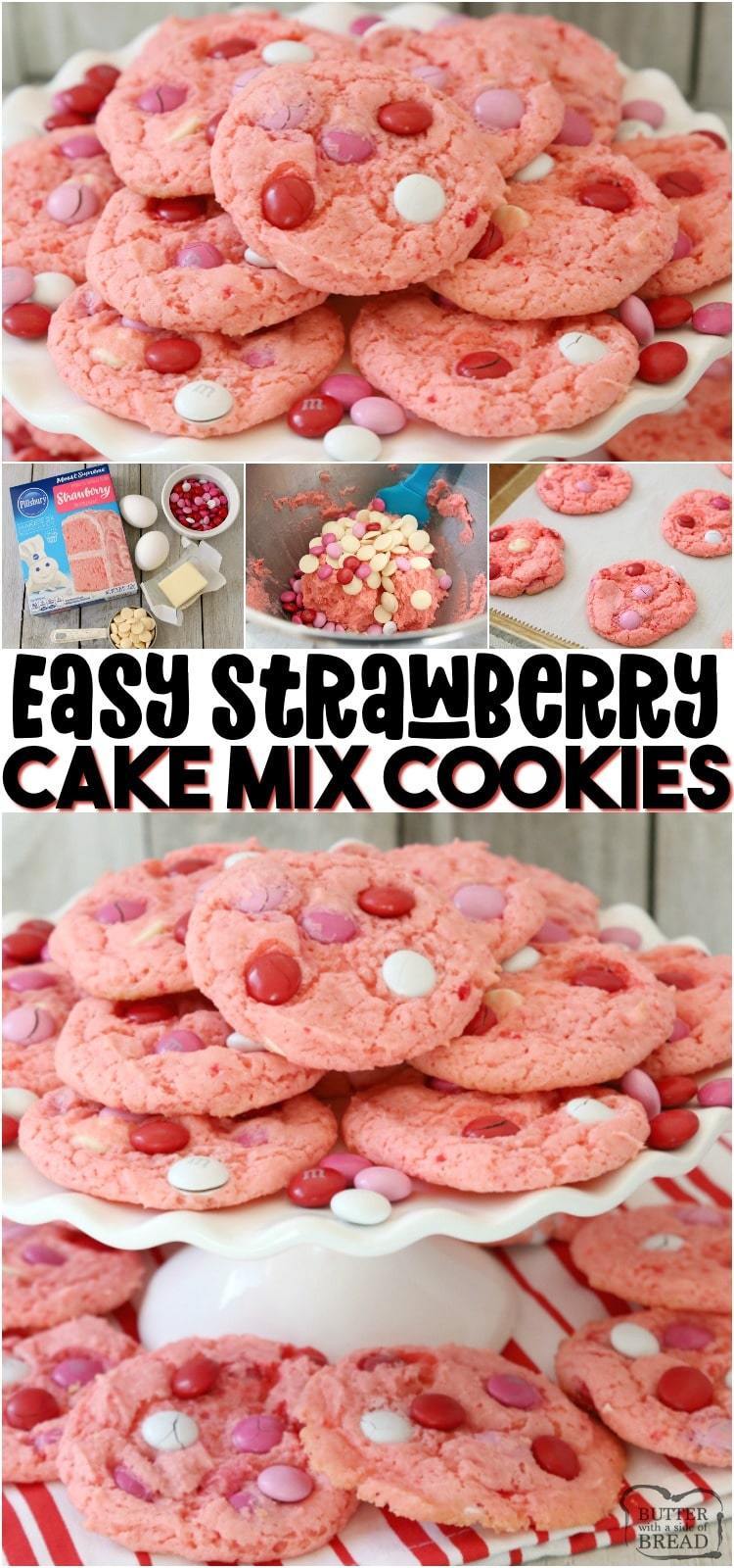 Strawberry Cake Mix Cookies are a soft & sweet cookie made with just 4 simple ingredients! It’s easy to make these flavorful and festive cake mix cookies.