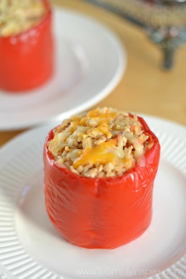 Stuffed Red Peppers with Brown Rice and Turkey