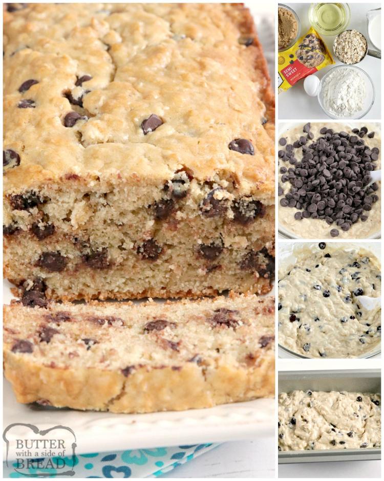 Step by step instructions on making chocolate chip oatmeal bread