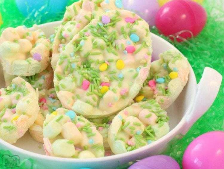 Easter Marshmallow Bark is one of my favorite Easter desserts! Just 4 ingredients and a few minutes to make this cute and festive Easter treat. Everyone enjoys our Easter Marshmallow Bark!