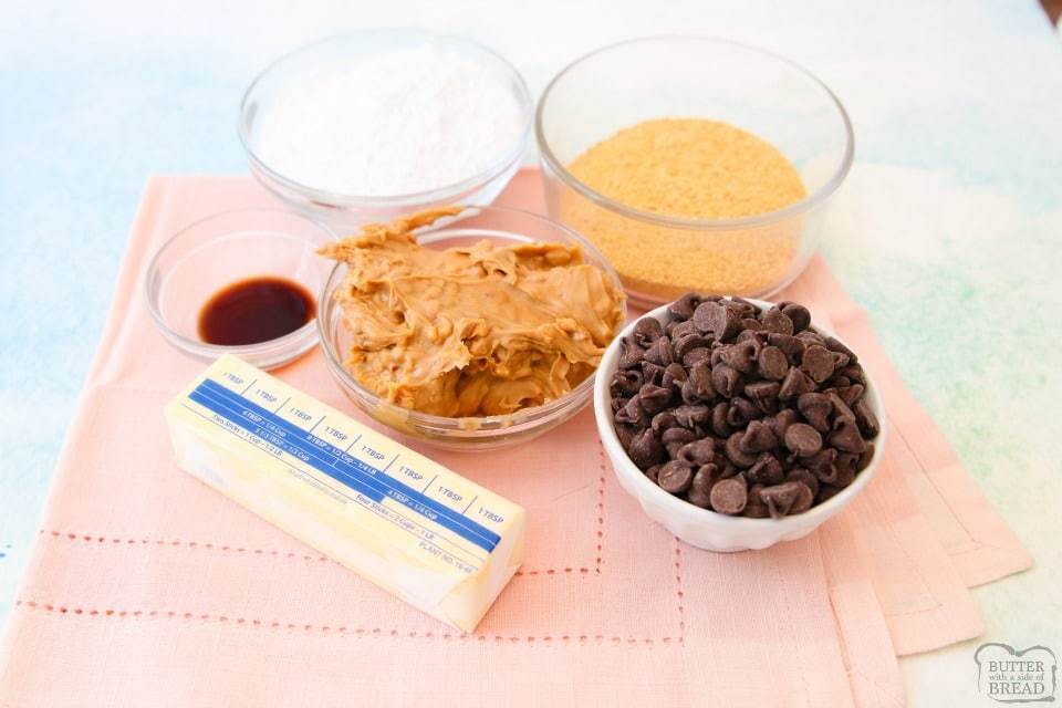 No Bake Chocolate Peanut Butter Bars ingredients