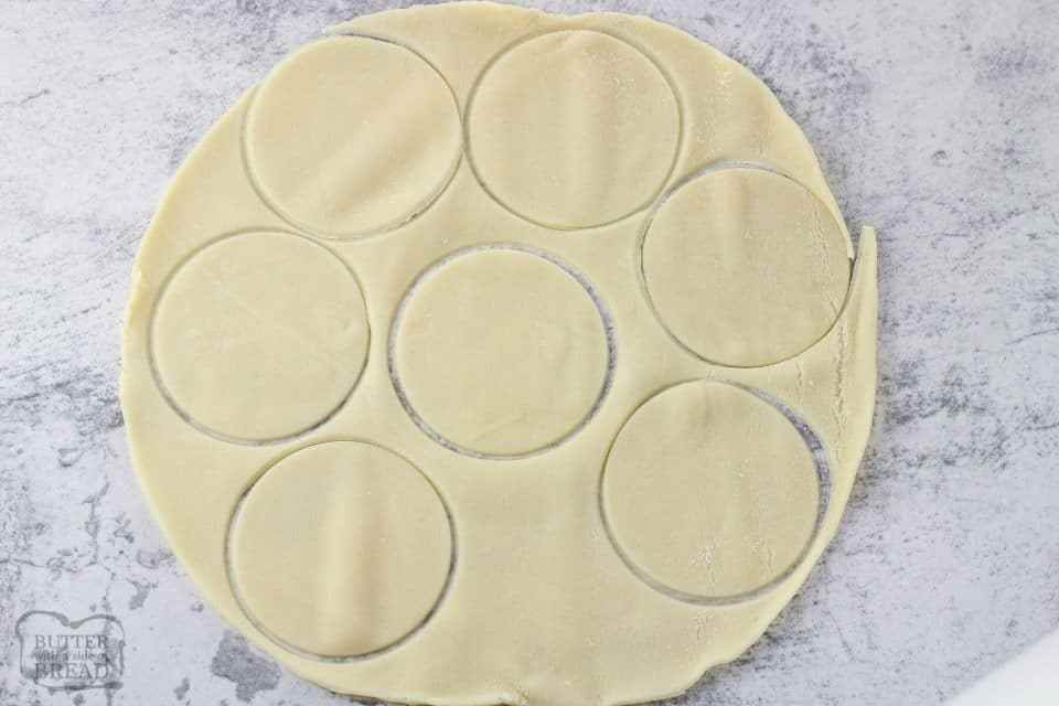 pie dough with round cut outs
