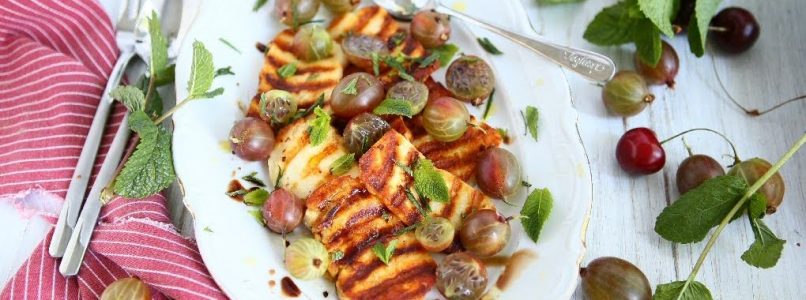 Pan-fried Halloumi with Gooseberries and Mint