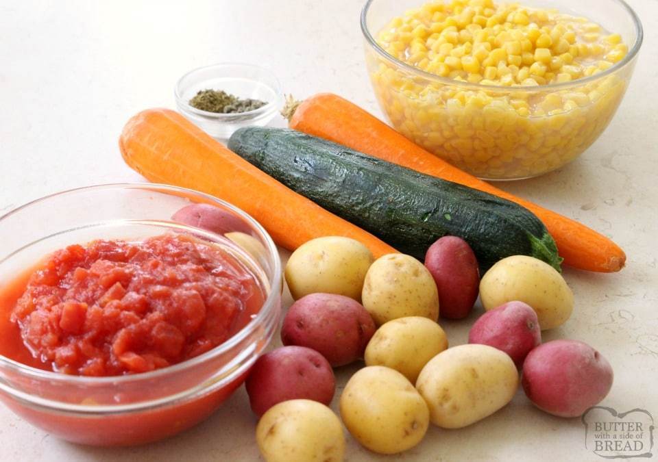 ingredients for Summer Garden Vegetable Stew recipe