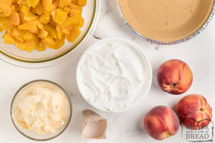 Ingredients in no-bake peach pie recipe