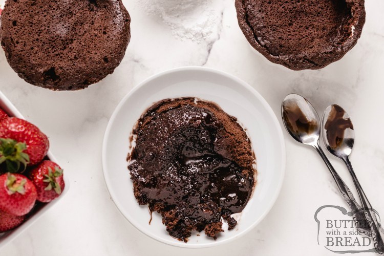Molten chocolate cake made in the microwave