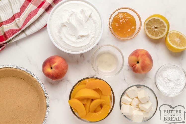 Ingredients in No Bake Peaches and Cream pie