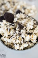 Cookies and cream popcorn in a bowl