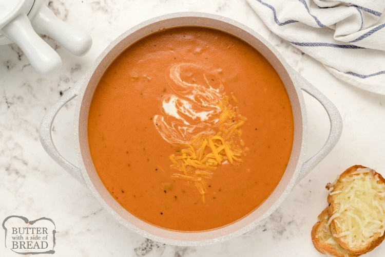 Tomato soup with melted cheese