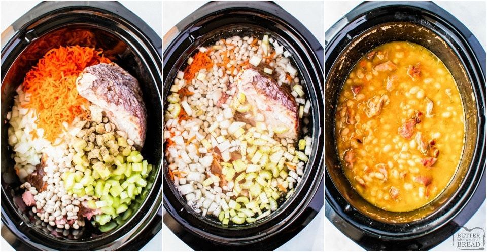 how to make Easy Crockpot Ham and Bean Soup recipe