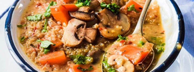 Creamy Mushroom + Quinoa Soup