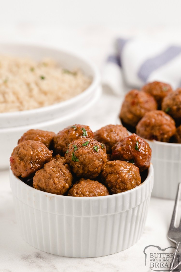 Easy cranberry meatball recipe made with frozen meatballs