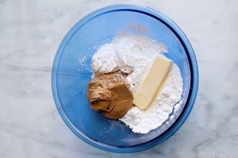 combine peanut butter ball ingredients