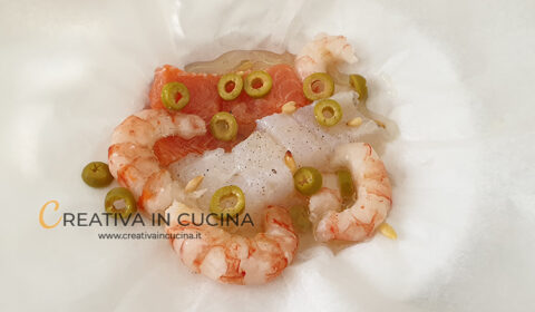 Packet of fish with prawns recipe from Creativa in the kitchen