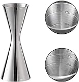 Delgeo Stainless Steel Double Cocktail Measuring Cup, Built-in Scale, Professional Bartender Drink Measuring Cup (Silver, 1oz x 2oz)