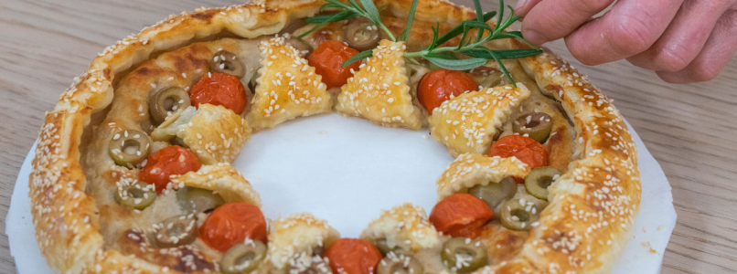 Puff pastry Christmas wreath
