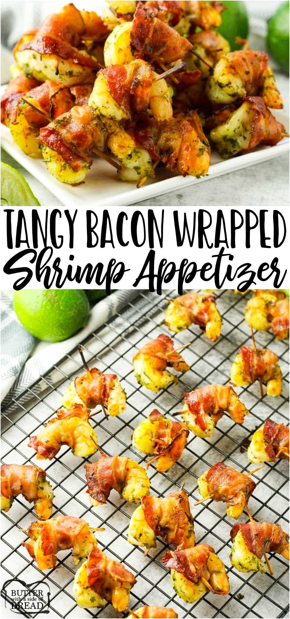 Bacon Wrapped Shrimp is a simple appetizer that only takes 6 ingredients & minutes to cook. This bacon wrapped shrimp recipe is a delicious combination of tangy lime & savory shrimp and bacon. #shrimp #bacon #appetizer #easyrecipe from BUTTER WITH A SIDE OF BREAD